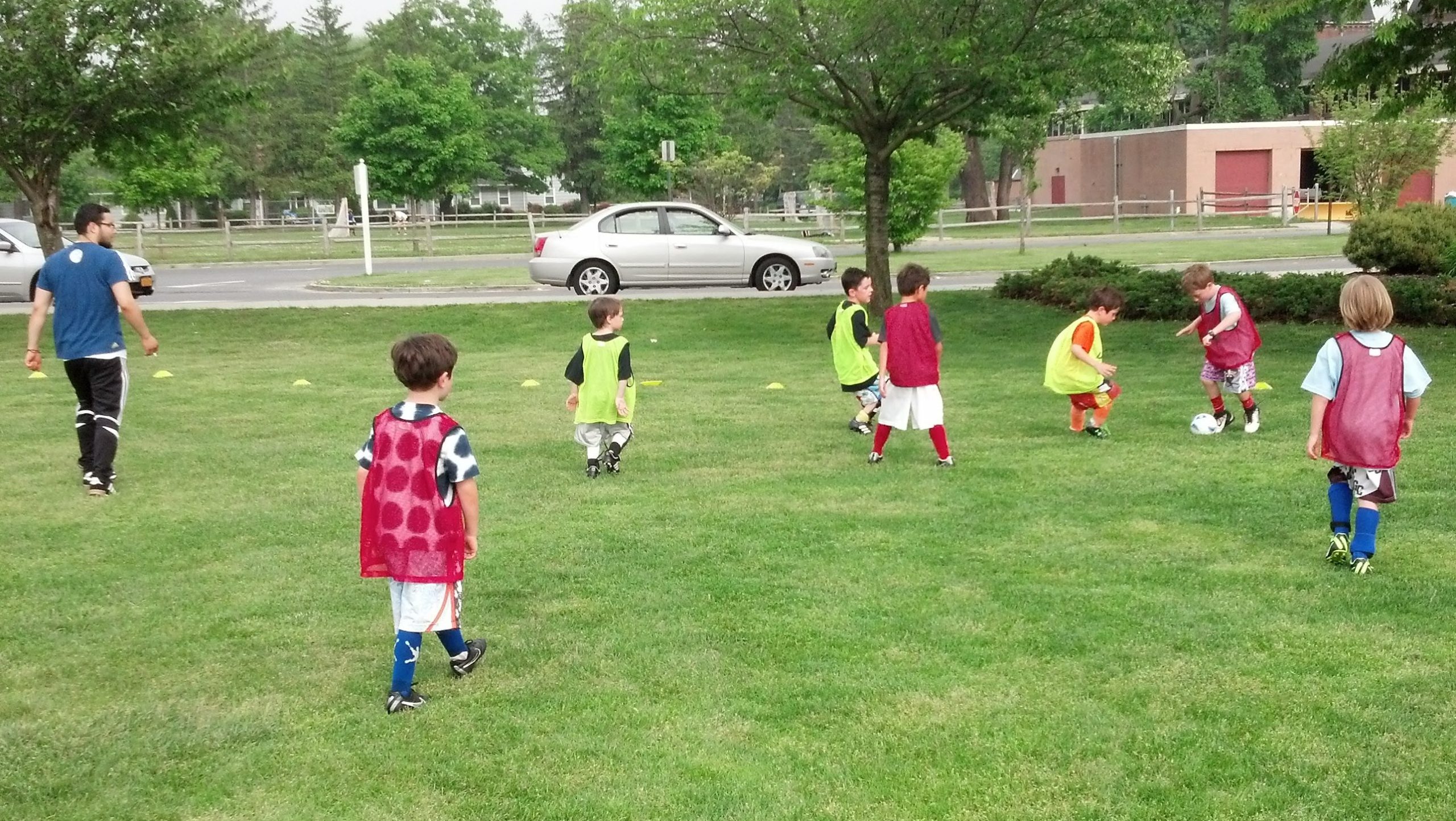 Boys playing streetbol.